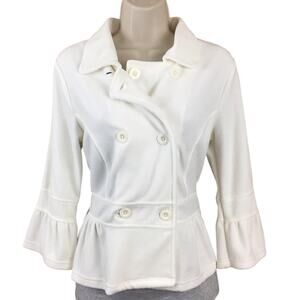 Y2k Madison Double Breasted Peplum Ivory Blazer Notched V Neck Collar